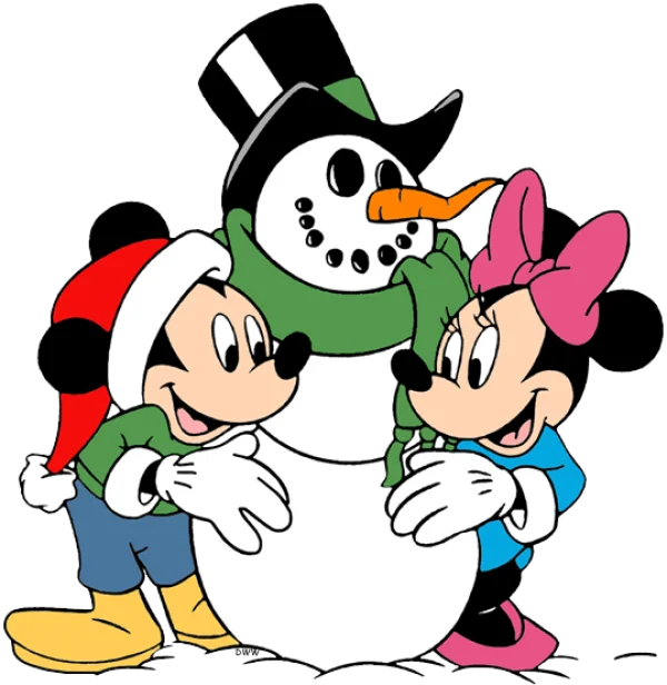 Mickey and Minnie Mouse Christmas Snowman PNG
