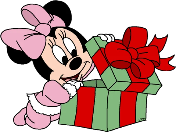 Cute Baby Minnie Mouse Opening Gift PNG