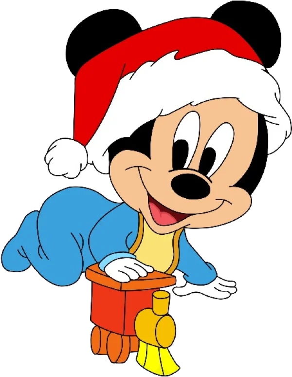 Baby Mickey Mouse Christmas with Toy Train PNG