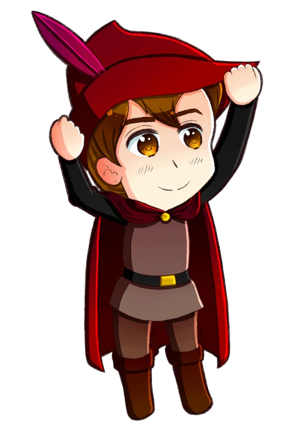 Chibi Boy Character with Red Hat and Cape PNG