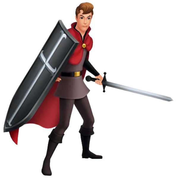 Animated Prince Knight with Sword and Shield PNG