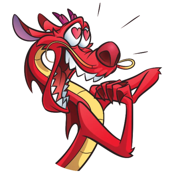 Mushu Dragon Heart Eyes Loving Expression PNG