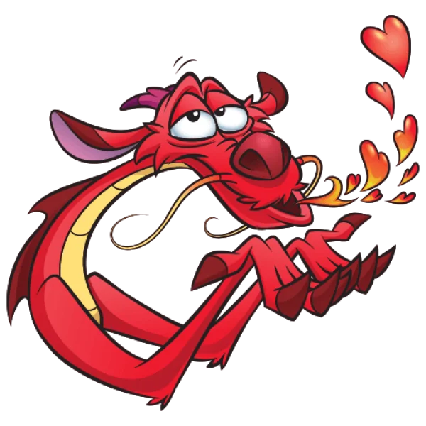 Mushu Blowing Hearts PNG Transparent Background