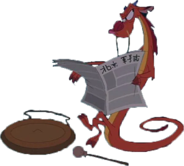 Mushu Reading Newspaper PNG Transparent