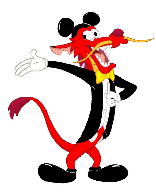 Mushu Dragon Character with Bow Tie PNG Transparent