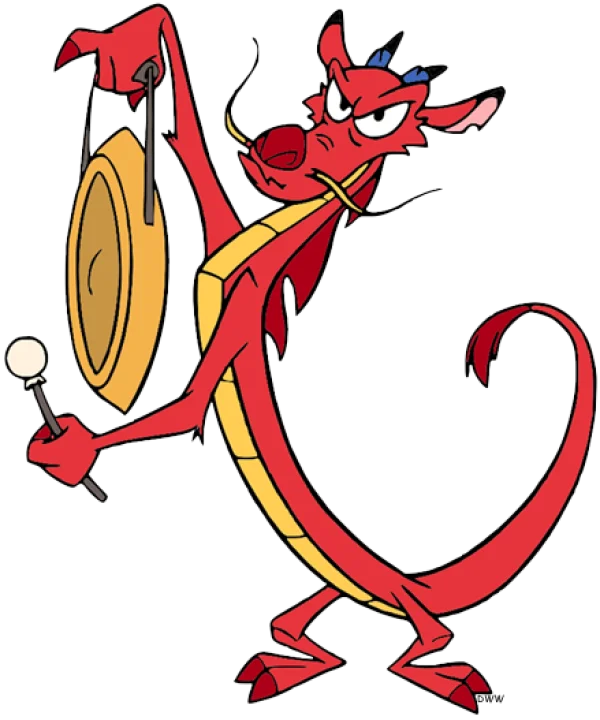 Mushu Dragon with Gong PNG Transparent Background