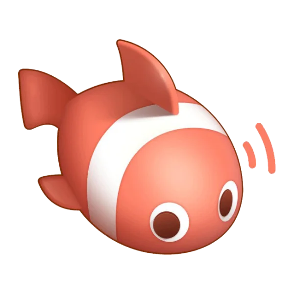 Cute 3D Cartoon Fish with Waves PNG Transparent