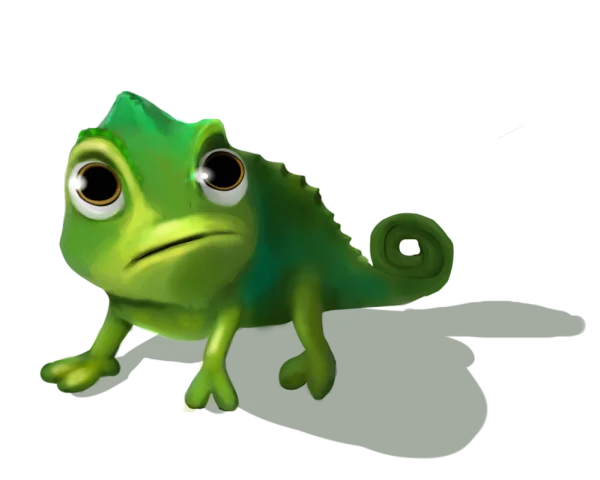 Sad Cartoon Chameleon PNG Transparent Background
