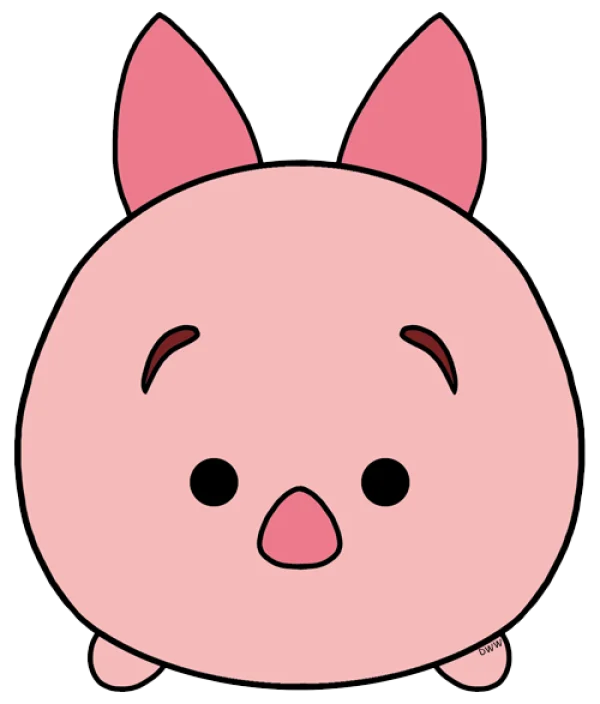 Cute Pink Pig Tsum Tsum Style PNG