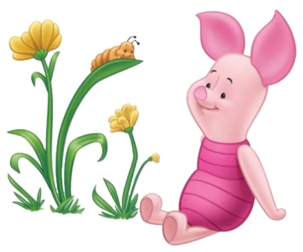 Piglet with Flowers and Caterpillar Transparent PNG