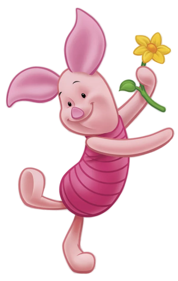 Piglet Holding Flower PNG Transparent Background
