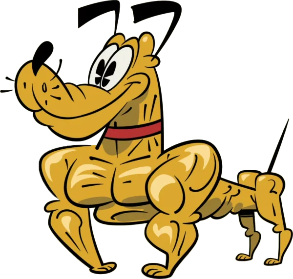 Muscular Yellow Dog Cartoon PNG Transparent