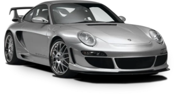 Silver Porsche Sports Car PNG Transparent Background