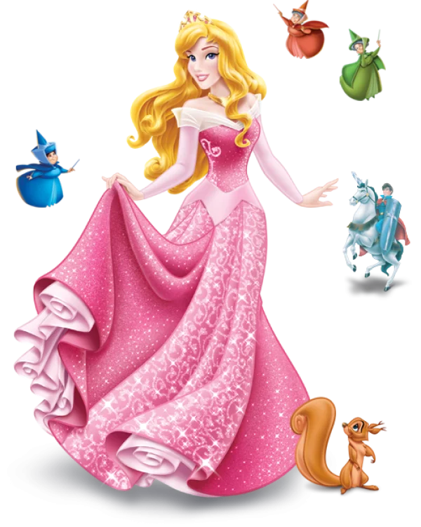 Sleeping Beauty Princess Aurora and Friends PNG Transparent Background