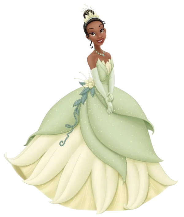 Princess Tiana Green Dress PNG Transparent Background