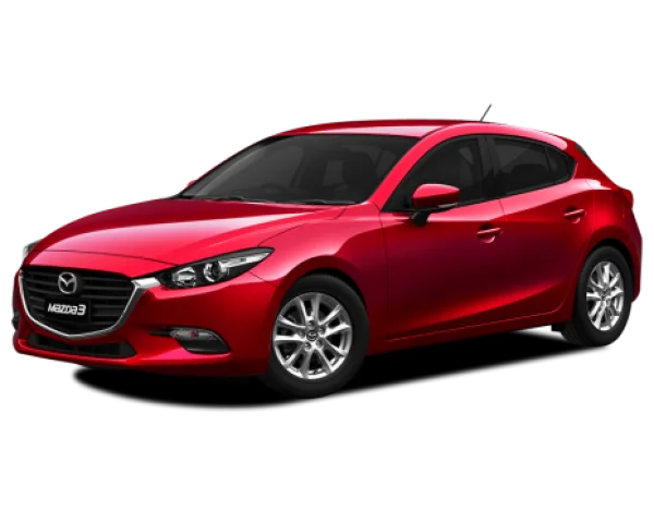 Red Mazda 3 Hatchback Car PNG Transparent Background