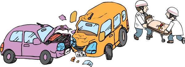 Cartoon Car Accident with Paramedics PNG