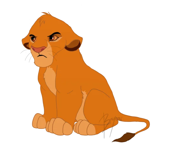 Angry Lion Cub Cartoon PNG Transparent