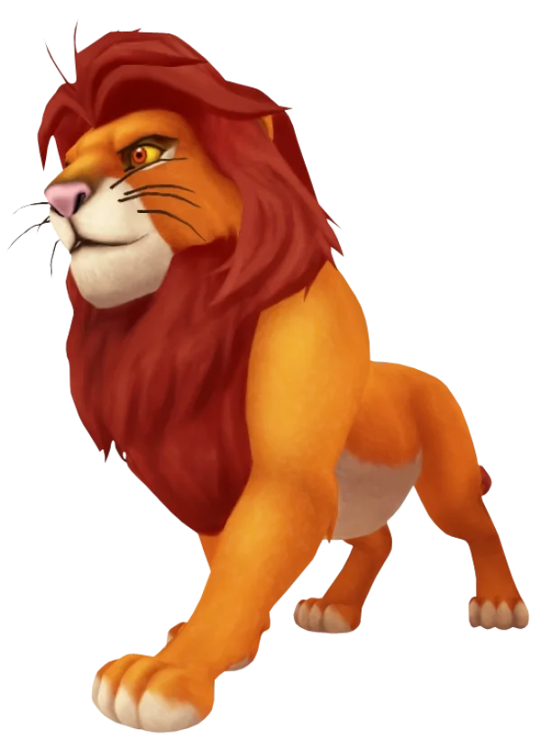 Stylized Lion Character with Red Mane PNG