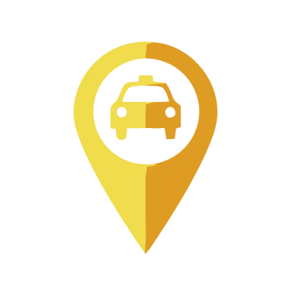 Golden Taxi Location Pin Icon PNG