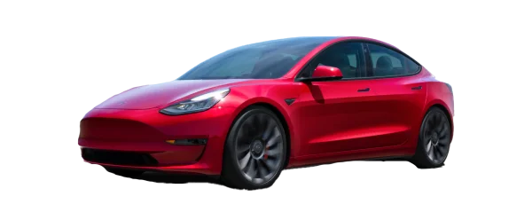 Red Tesla Model 3 Car PNG Transparent Background