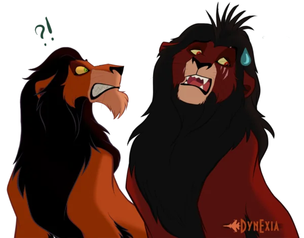 Angry and Scared Cartoon Lions PNG Transparent