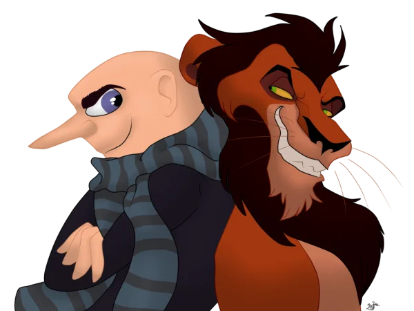 Gru and Scar Villains Back to Back PNG Transparent