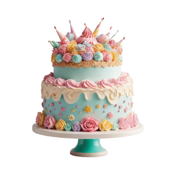 Pastel Celebration Cake PNG Transparent Background