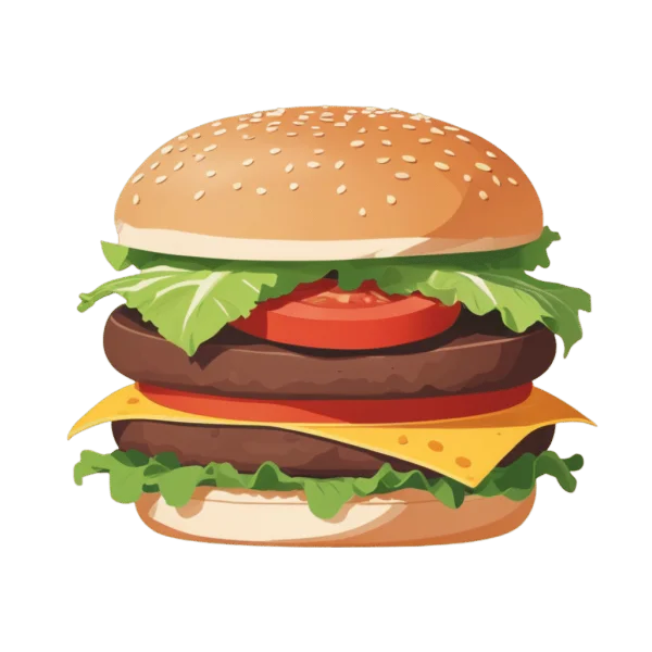 Delicious Double Cheeseburger PNG Transparent Background