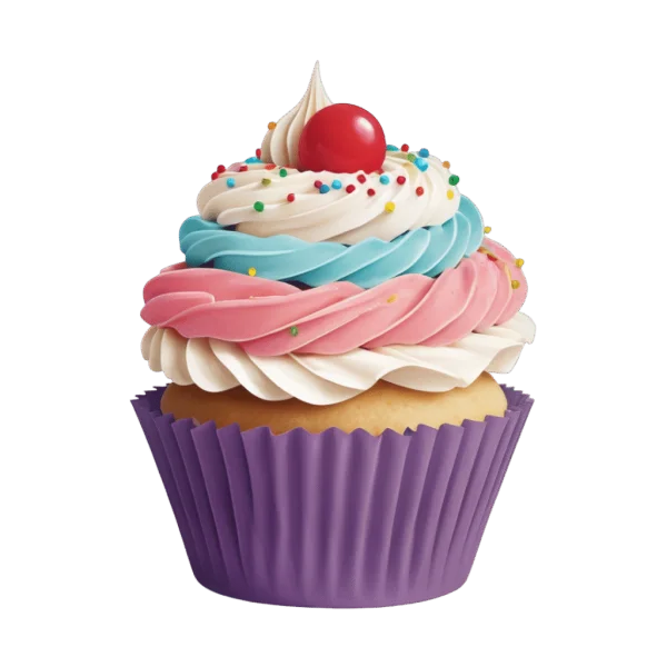 Festive Cupcake with Sprinkles and Cherry PNG