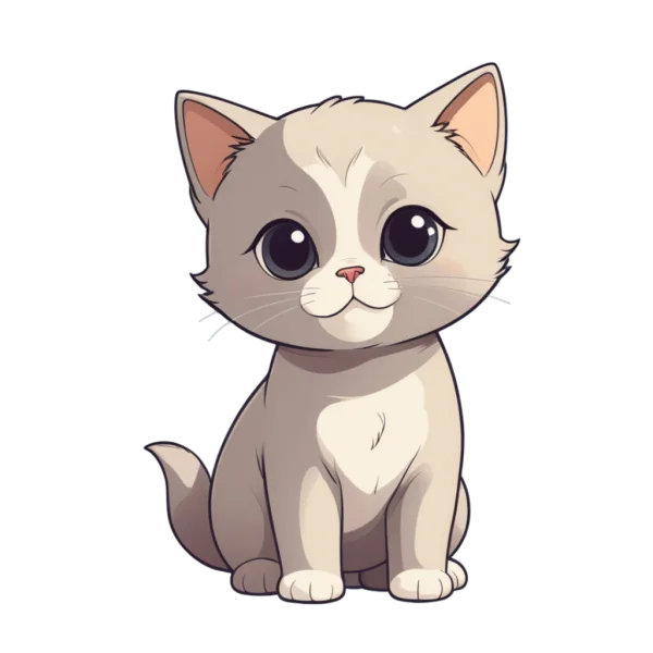 Adorable Cartoon Kitten PNG Transparent Background