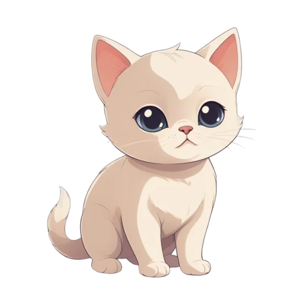 Cute Cartoon White Cat PNG Transparent Background