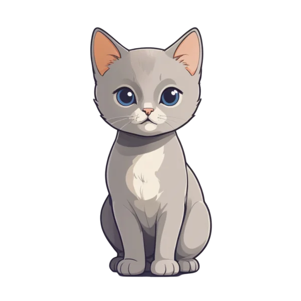 Cute Grey Kitten with Blue Eyes PNG Transparent