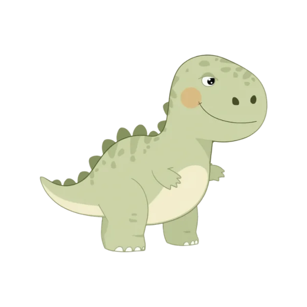 Cute Green Cartoon Dinosaur PNG