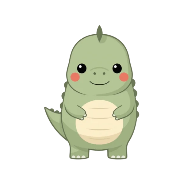 Cute Green Dinosaur Cartoon PNG