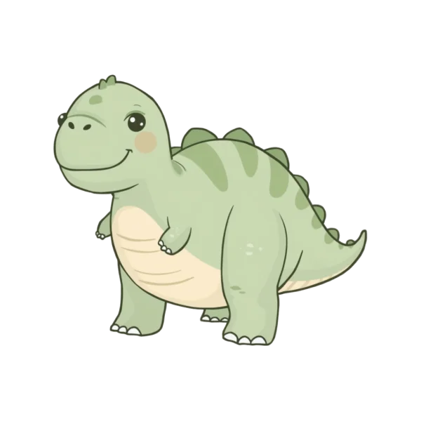 Cute Green Cartoon Dinosaur PNG Transparent Background