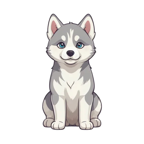 Cute Cartoon Husky Puppy Transparent PNG