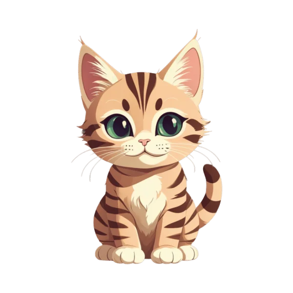 Cute Cartoon Tabby Cat PNG Transparent Background