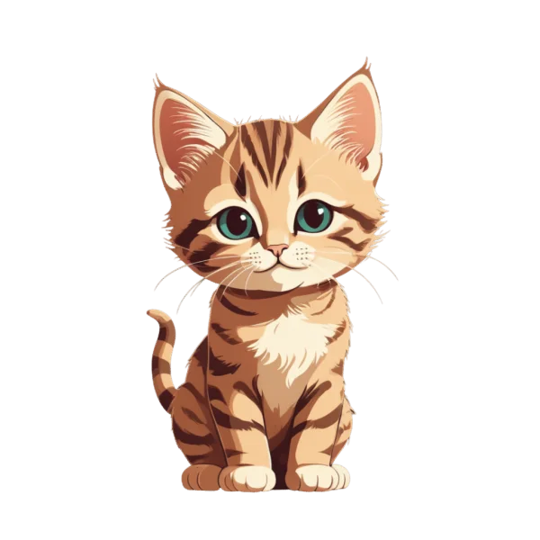 Cute Cartoon Kitten PNG Transparent Background