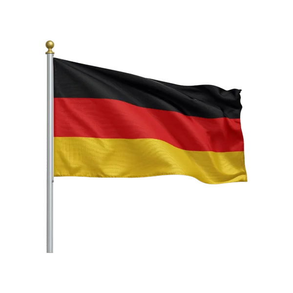 German Flag Waving on Pole PNG Transparent Background