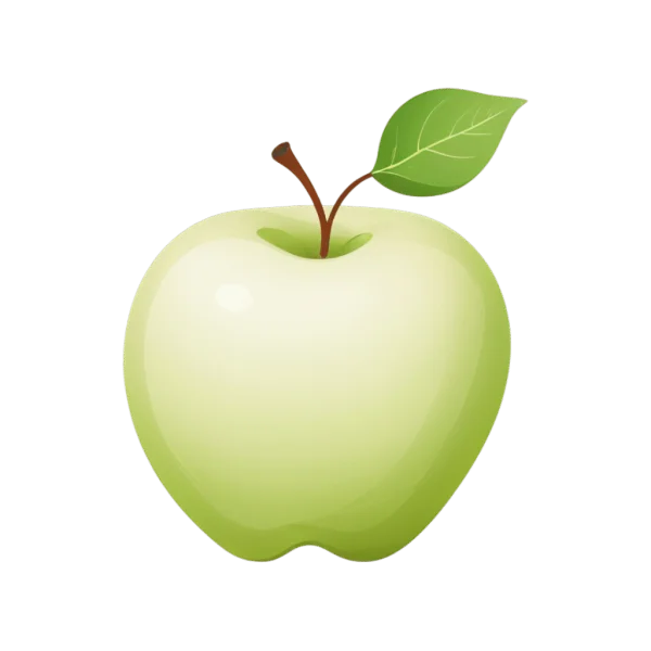 Green Apple with Leaf PNG Transparent Background