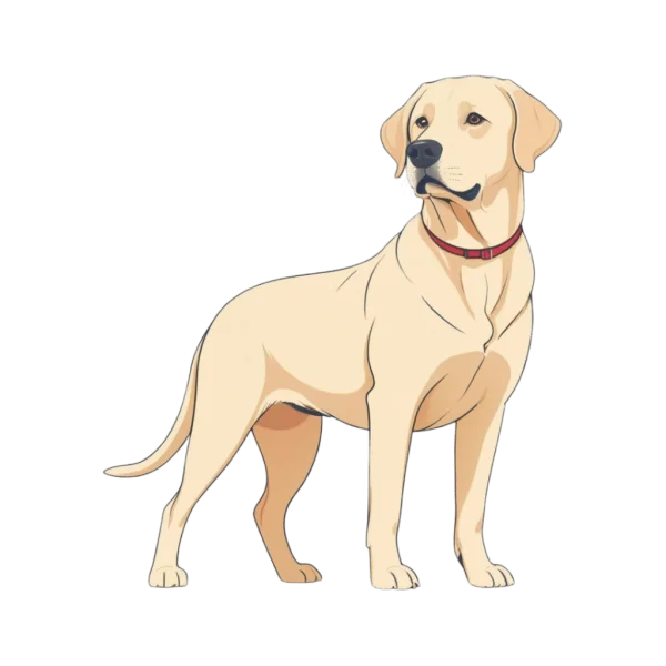 Yellow Labrador Dog with Red Collar PNG Transparent