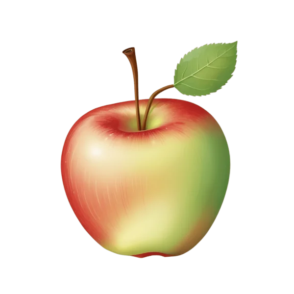Red Green Apple with Leaf PNG Transparent Background