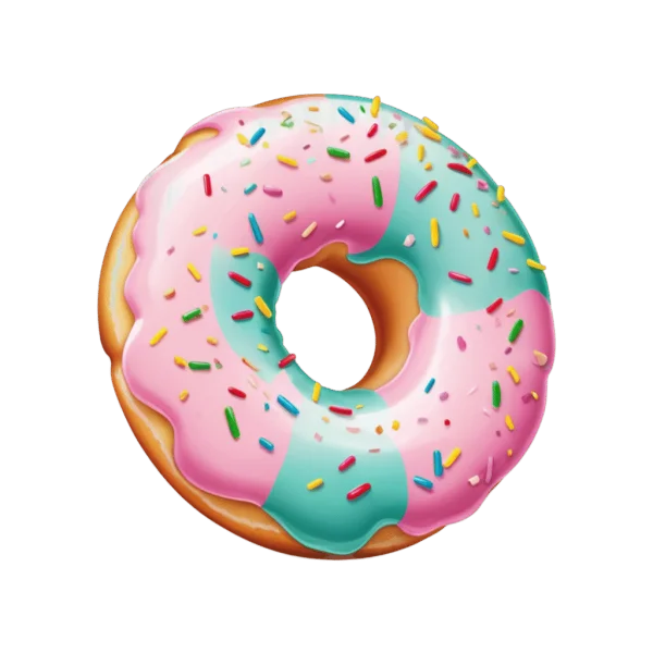 Pink and Blue Sprinkled Donut PNG