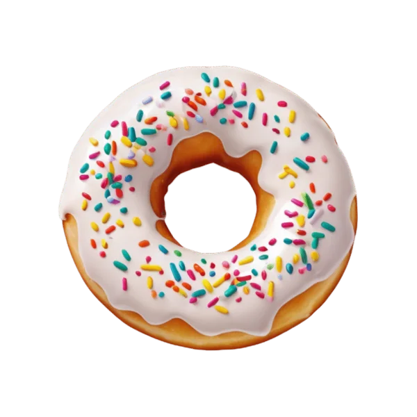 Donut with White Icing and Sprinkles PNG Transparent Background