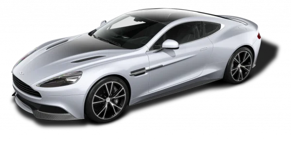 Silver Aston Martin Sports Car PNG Transparent Background