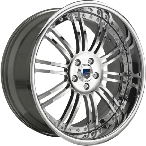 Luxury Chrome Spoked Car Rim PNG Transparent Background