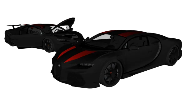 Black Bugatti Chiron with Red Stripes PNG Transparent