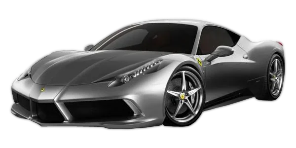 Silver Ferrari Sports Car PNG Transparent Background