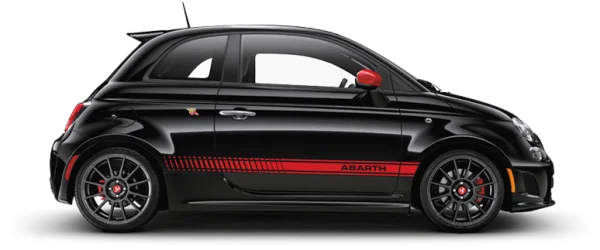 Black Abarth Car with Red Stripes PNG Transparent Background
